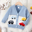 Toddler Girl/Boy Vehicle Pattern Button Up Sweater 