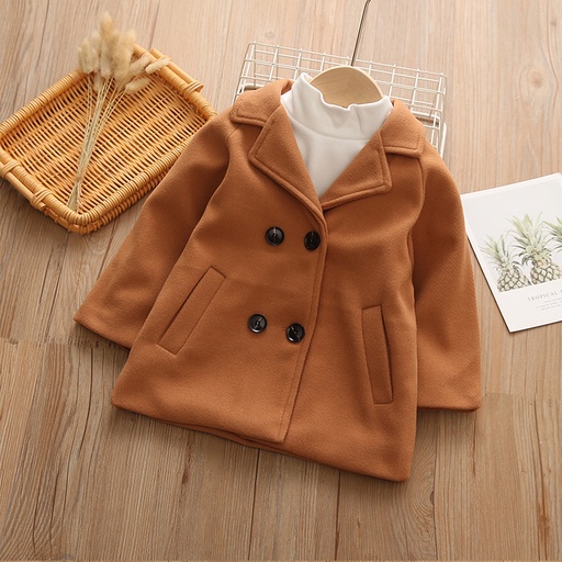 Toddler Girl/Boy Lapel Collar Double Breasted Coat