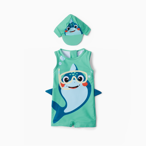 [ACL14-20794363] Adorable toddler swimsuit with 3D design and matching hat