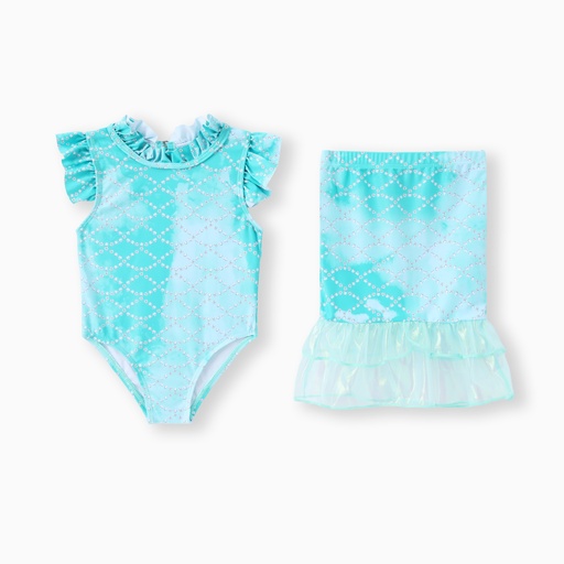 Adorable mermaid-inspired baby romper and skirt combo swimsuit set