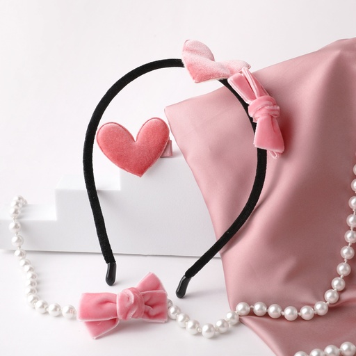 [ACL14-20848974] Silky velvet hair accessories with set of two clip and headband combo