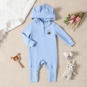 Baby Boy/Girl Bear Temp-Sensing Print 3D Ear Hooded Jumpsuit