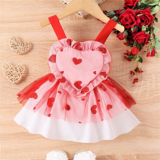 Valentine's Day Baby Girl Heart-Shaped Mesh Dress