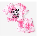 2pcs Toddler Girl Tie Dye Short Sleeve Top and Shorts Set