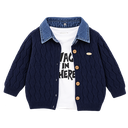 Denim collar cardigan t-shirt set