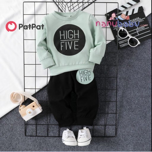 Patpat-2pcs Baby Boy/Girl 95% Cotton Long-sleeve Letter Print Sweatshirt and Pants Set-3nb14-19756599