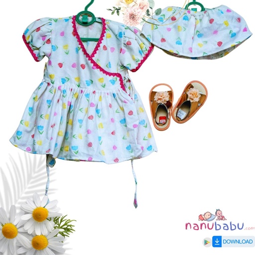 muslin 2 pcs frock and shorts set(DC)