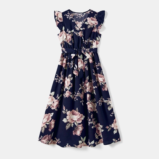 Mommy and Me Allover Floral Print Flutter-sleeve Belted Dresses (6nb30-20663636)