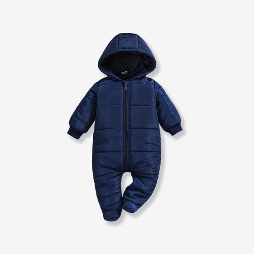 [WC7L-20495707] Baby Boy/Girl Solid Hooded Long-sleeve Footed Thermal Thickened Winter Jumpsuit