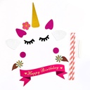 Unicorn Cake Toppers Handmade Birthday Party Cake Decorating Supplies with Eyelashes and Stackable Reusable Gold Horns