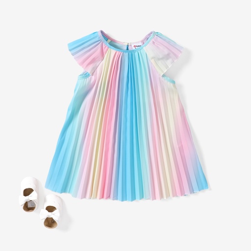 [SC8L1-20779150] Baby Girl Sweet Pleated Rainbow Dress