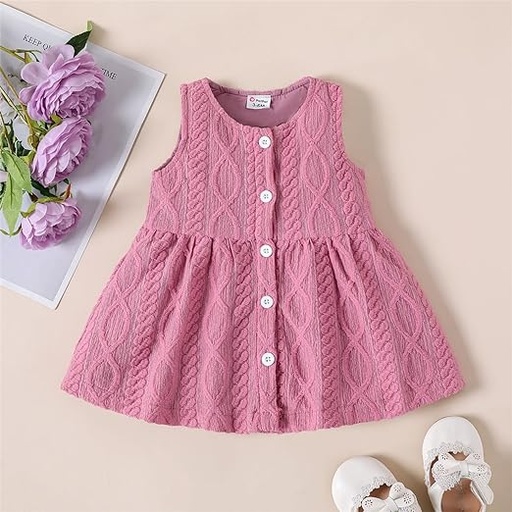 Baby Girl Cable Knit Button Up Tank Dress 