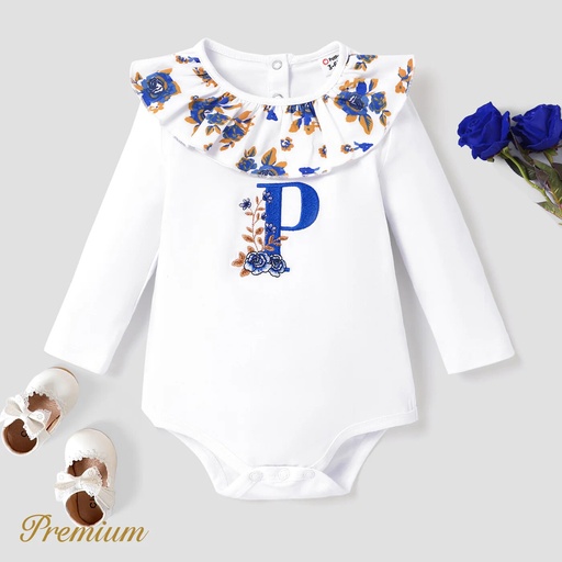 [SC8L3-20681274] Medium Thickness Cotton Spandex Blend Elegant Baby Girl Romper with Ruffle Edge