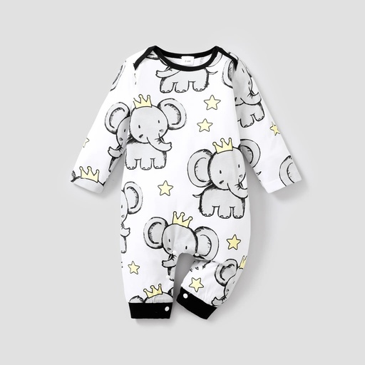Baby Girl/Boy Casual Elephant Pattern Long Sleeve Cotton Jumpsuit