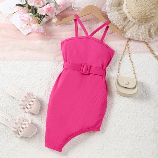 2pcs Kid Girl Sweet Hanging Strap Tight Dress