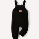 Baby Boy Waffle Letter Patched Pocket Front Overalls