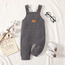 Baby Boy Waffle Letter Patched Pocket Front Overalls