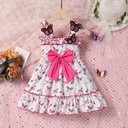 Toddler Girls Butterfly Smocking Sweet Animal Print Hanging Strap Dress