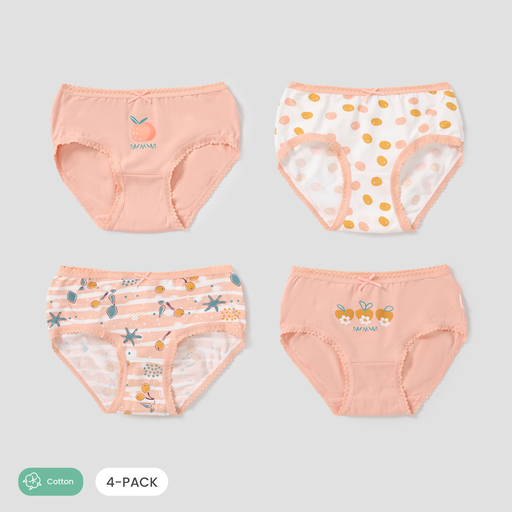 4pcs Kid Girl Sweet Fruits and Vegetables  Underwear Set