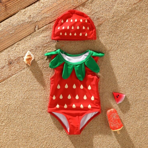 [SC8L4-20797244] Baby Girl's 2pcs Hyper-Tactile Solid Color Swimsuit