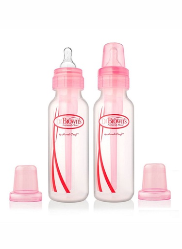 DR BROWN 8 oz/250 ml PP Options+ Narrow Bottle PINK, 2-Pack